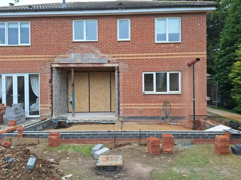 Extension walls complete ready for the roof