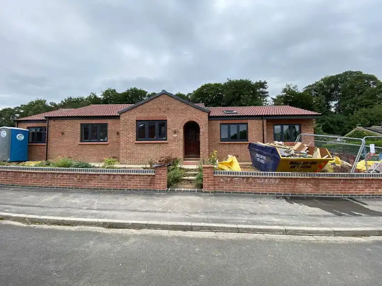 Front of the bungalow nearing completion