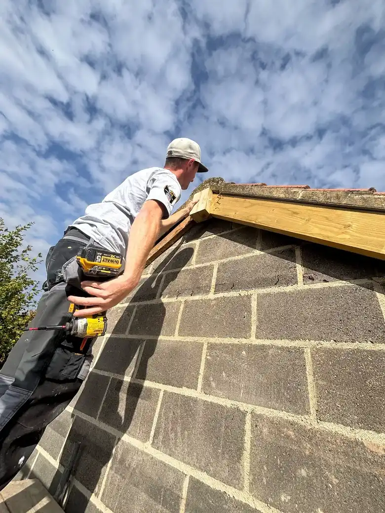 Gable blockwork finished at the ridge