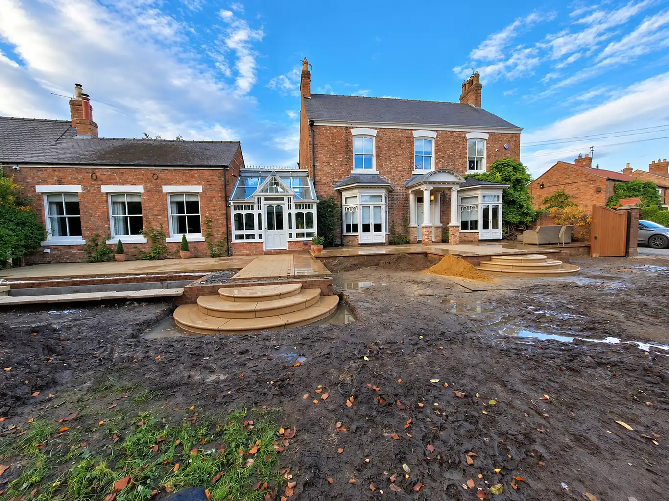 Georgian house with curved stone steps
