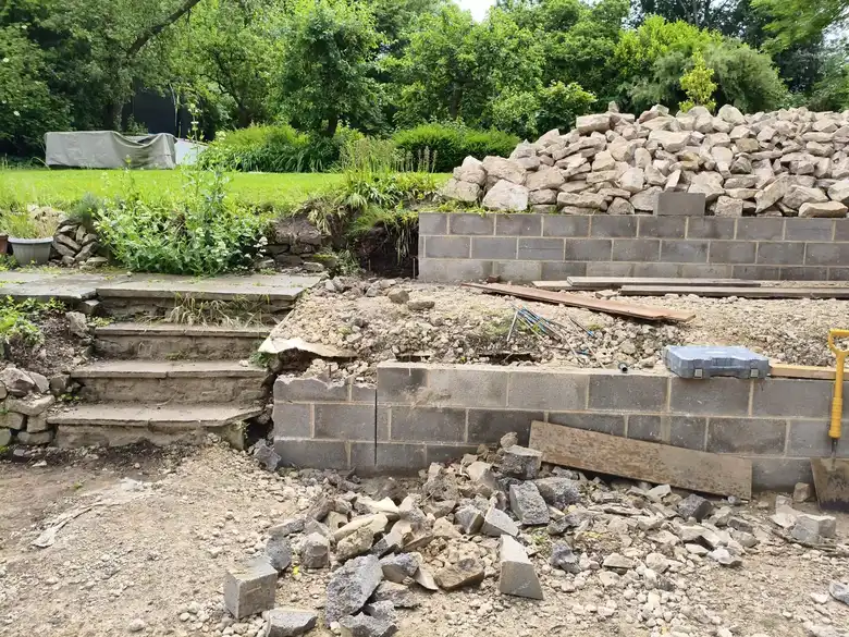 Ground cleared for the new terrace and steps