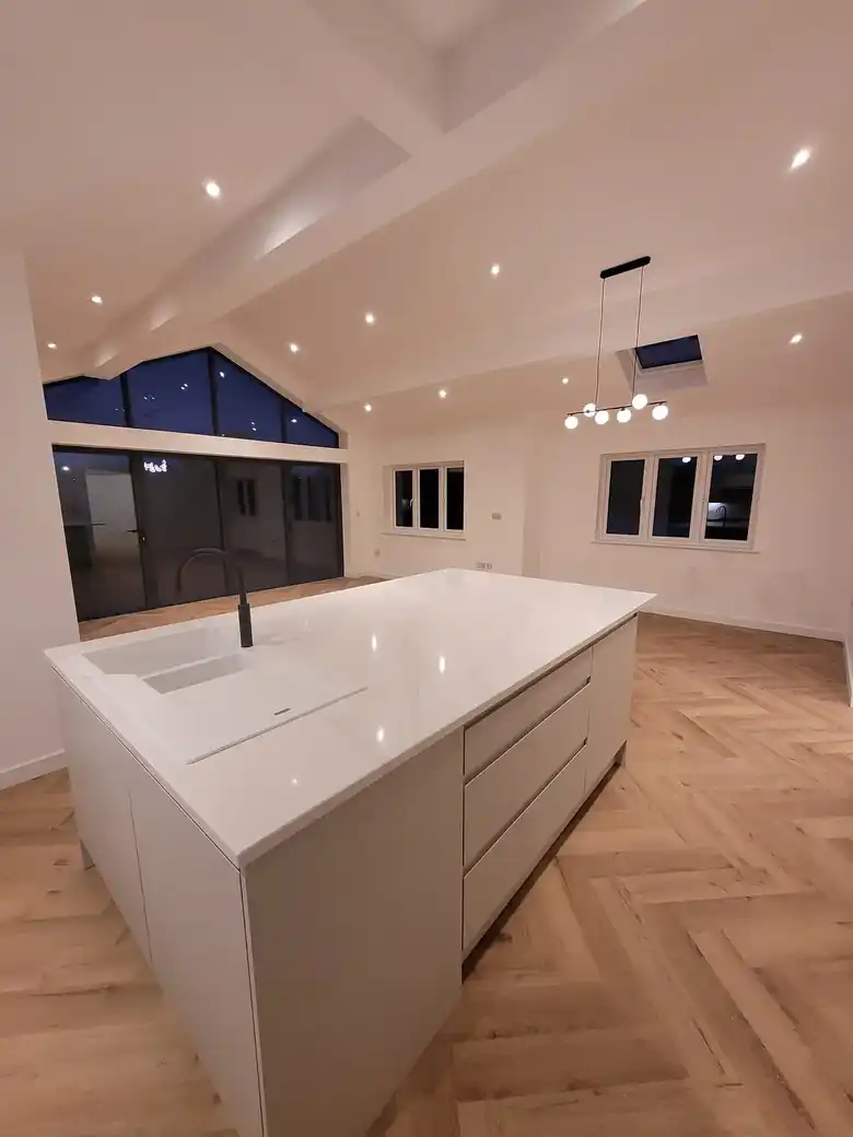 Kitchen island and pendant lights