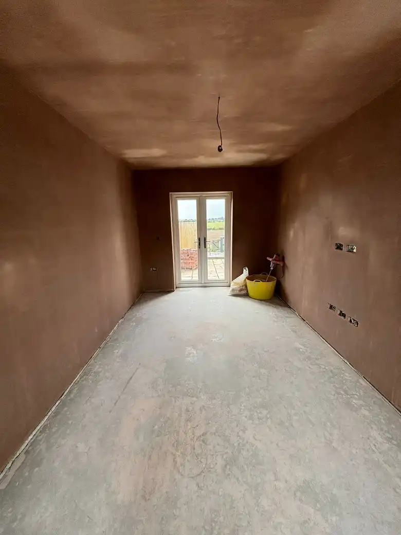 Plastered room in a renovated house