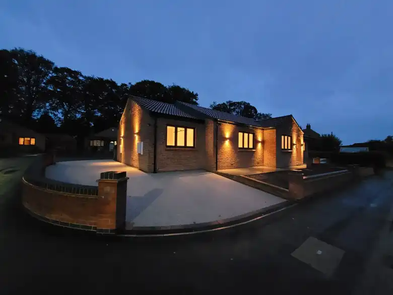 Mallorie Court bungalow at dusk