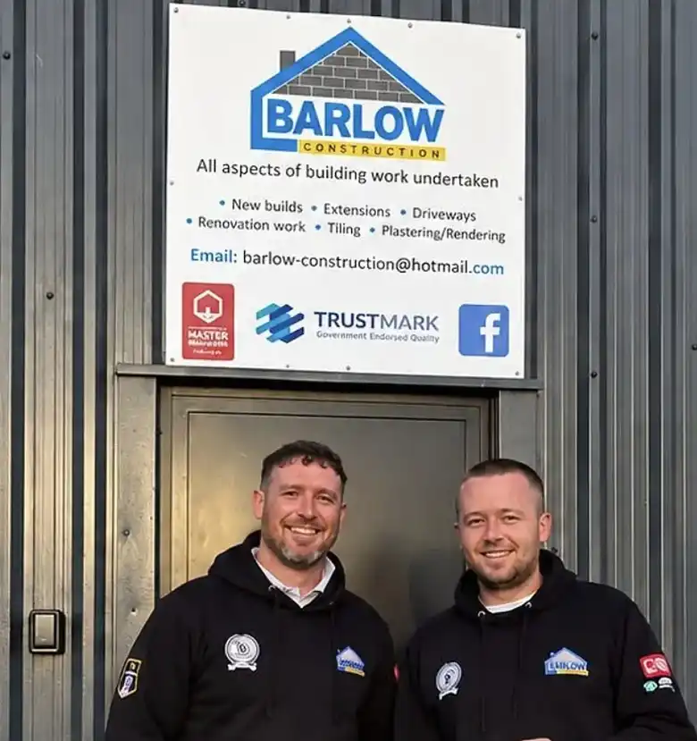 Members of the Barlow Construction team outside the yard in Topcliffe