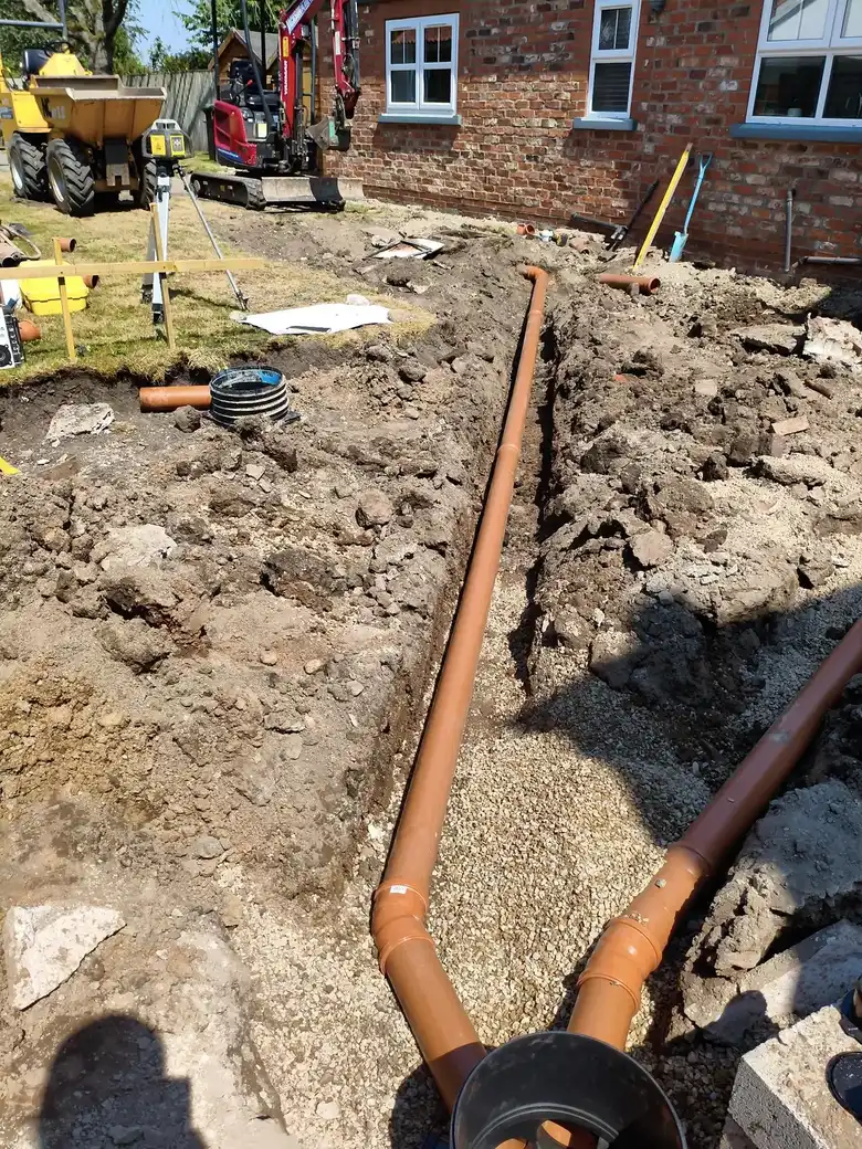 New drainage run laid in the trench