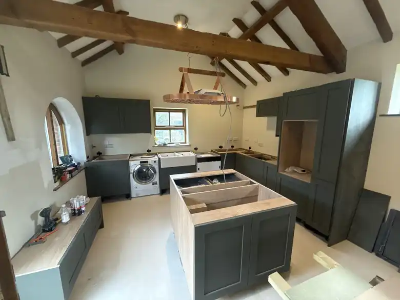 New kitchen going in under the oak beams