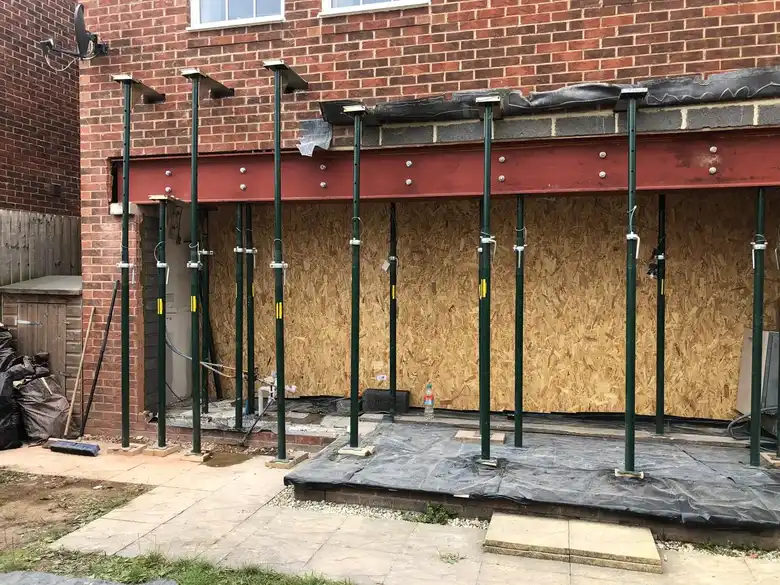 New steels in across the back of the house