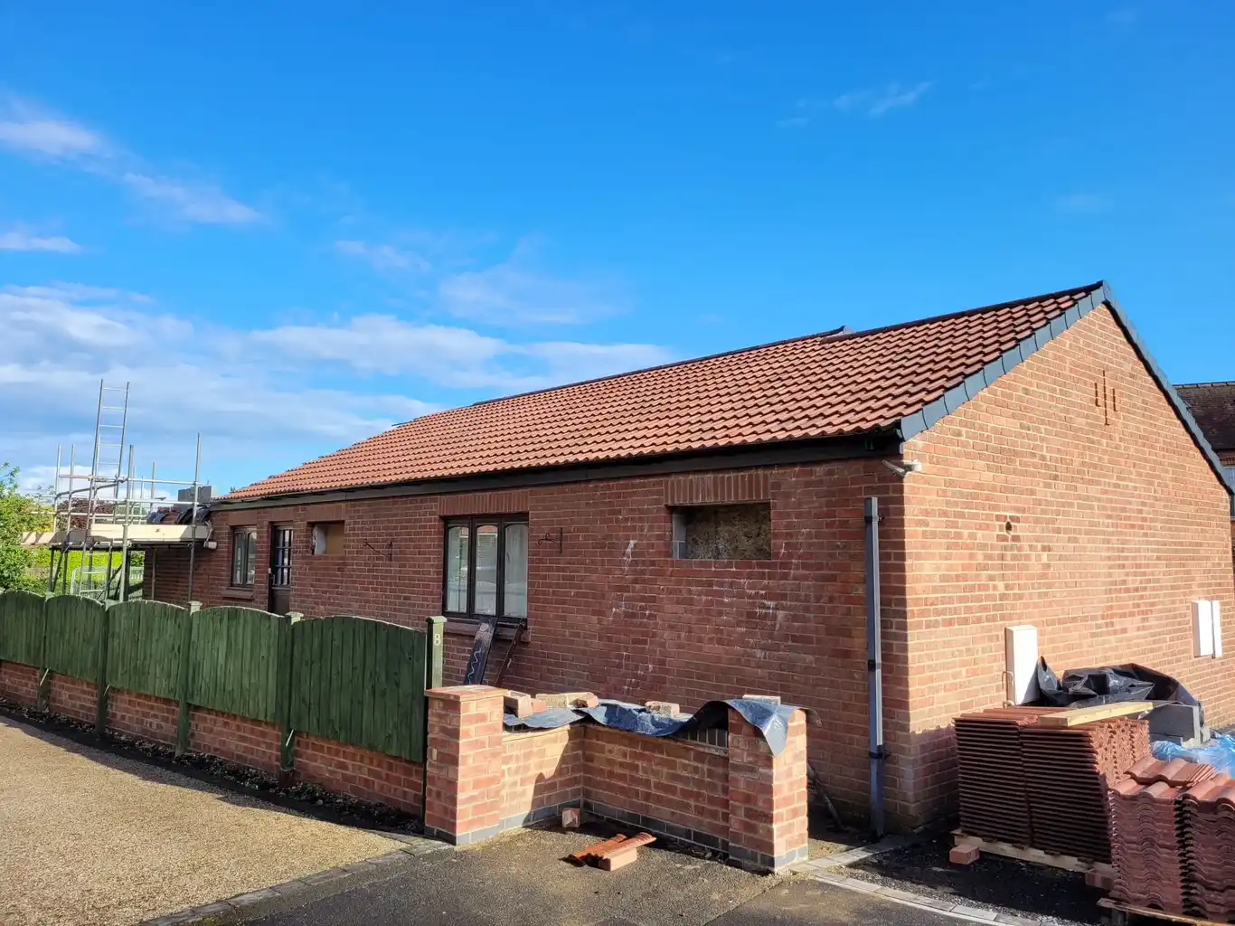 New tiled roof on a rebuilt bungalow