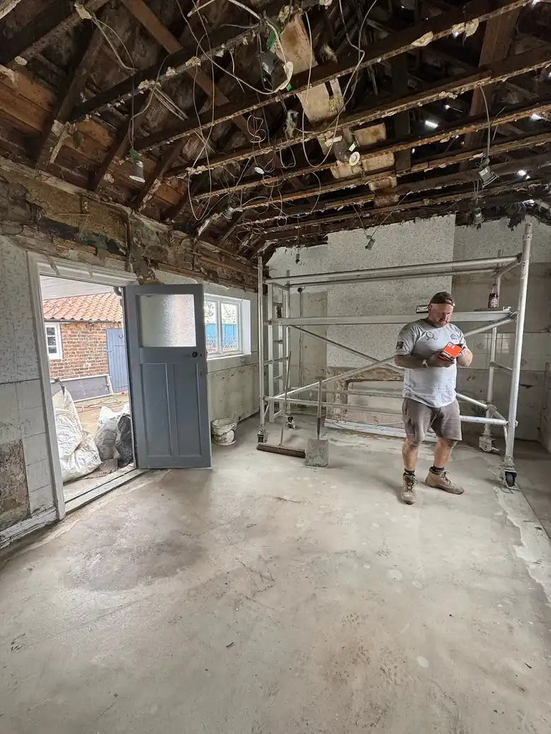 Old kitchen being stripped out at Crakehill Farm