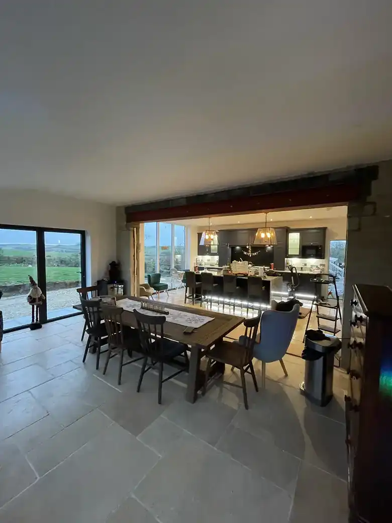 Open plan kitchen in a converted building