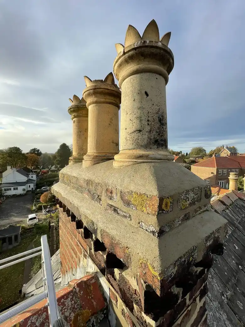 Restored chimney stack and pots