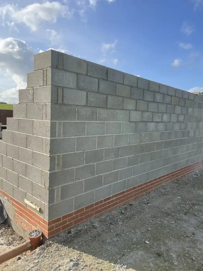 New build at the up to damp proof course stage