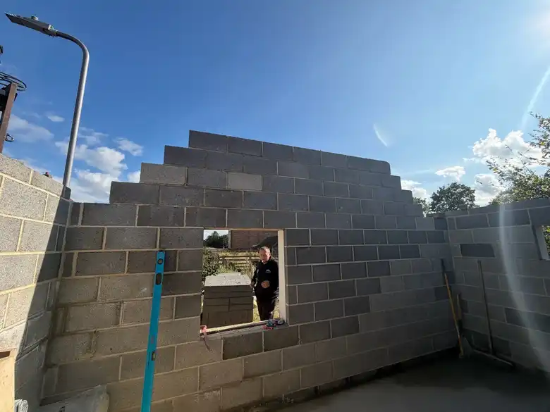 Window opening formed in the blockwork